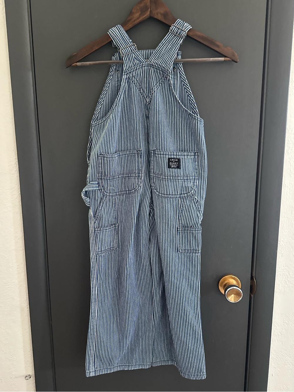 Lakin & McKey Striped Denim Bib Overalls Kids Size 7 EUC - Picture 3 of 5